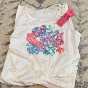 NWT Lilly Pulitzer White Luxletic Tank Top “Shell Me Something Good” Size M